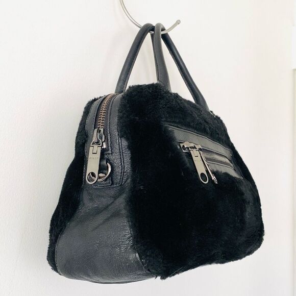 Milly Black on Black Faux Fur Soft Plush Handbag Goth Street contemporary - Picture 2 of 12